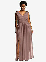 Front View Thumbnail - Sienna Sleeveless Draped Chiffon Maxi Dress with Front Slit