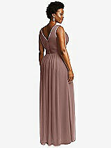 Rear View Thumbnail - Sienna Sleeveless Draped Chiffon Maxi Dress with Front Slit