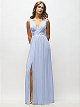 Alt View 6 Thumbnail - Sky Blue Sleeveless Draped Chiffon Maxi Dress with Front Slit