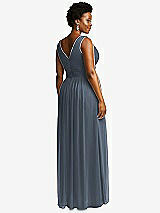 Rear View Thumbnail - Silverstone Sleeveless Draped Chiffon Maxi Dress with Front Slit