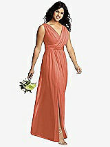 Alt View 4 Thumbnail - Terracotta Copper Sleeveless Draped Chiffon Maxi Dress with Front Slit