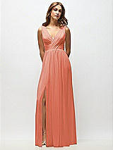 Alt View 6 Thumbnail - Terracotta Copper Sleeveless Draped Chiffon Maxi Dress with Front Slit