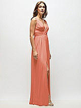 Alt View 7 Thumbnail - Terracotta Copper Sleeveless Draped Chiffon Maxi Dress with Front Slit