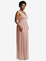 Alt View 1 Thumbnail - Toasted Sugar Sleeveless Draped Chiffon Maxi Dress with Front Slit