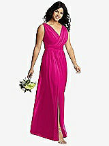 Alt View 4 Thumbnail - Think Pink Sleeveless Draped Chiffon Maxi Dress with Front Slit