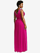 Rear View Thumbnail - Think Pink Sleeveless Draped Chiffon Maxi Dress with Front Slit