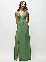 Alt View 6 Thumbnail - Vineyard Green Sleeveless Draped Chiffon Maxi Dress with Front Slit
