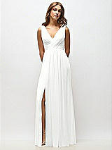 Alt View 6 Thumbnail - White Sleeveless Draped Chiffon Maxi Dress with Front Slit
