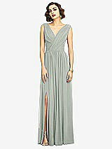 Alt View 3 Thumbnail - Willow Green Sleeveless Draped Chiffon Maxi Dress with Front Slit