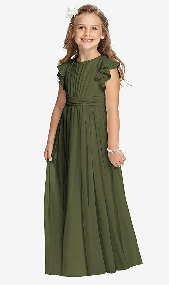 Front View - Olive Green Flower Girl Dress FL4038