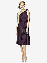 Front View Thumbnail - Aubergine Twist Wrap Convertible Cocktail Dress