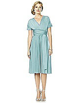 Alt View 1 Thumbnail - Canal Blue Twist Wrap Convertible Cocktail Dress