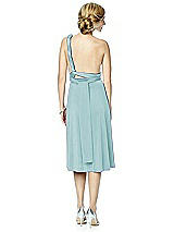 Rear View Thumbnail - Canal Blue Twist Wrap Convertible Cocktail Dress