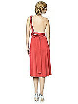 Rear View Thumbnail - Perfect Coral Twist Wrap Convertible Cocktail Dress