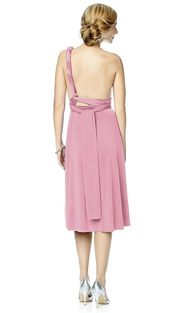 Back View - Sea Pink Twist Wrap Convertible Cocktail Dress