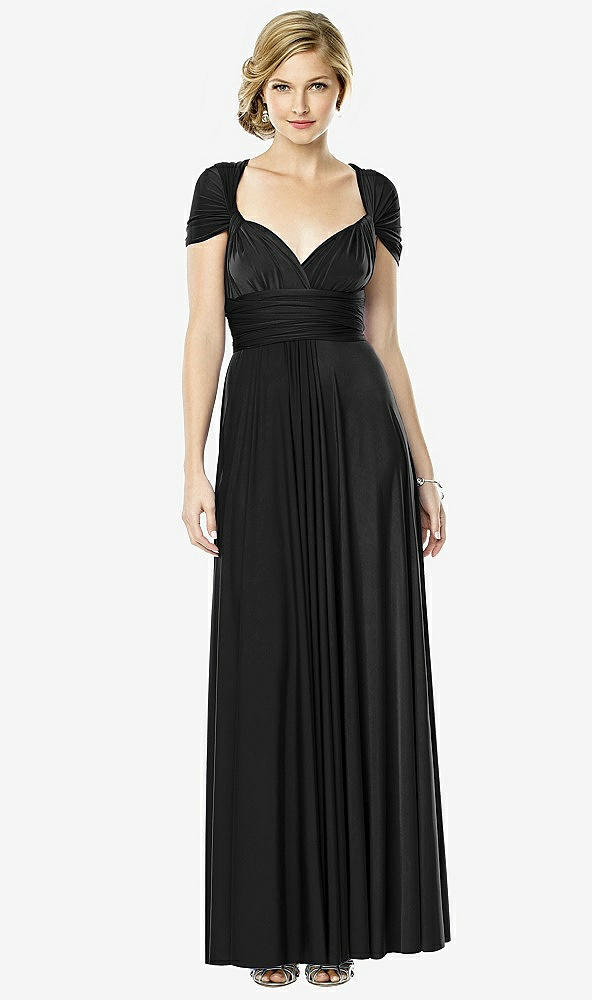 Front View - Black Twist Wrap Convertible Maxi Dress