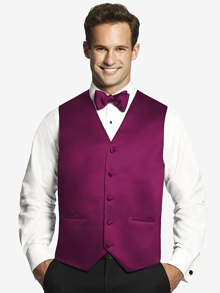 Front View - Merlot Matte Satin Tuxedo Vests by After Six