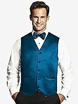 Front View Thumbnail - Ocean Blue Matte Satin Tuxedo Vests by After Six