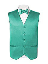 Rear View Thumbnail - Pantone Turquoise Matte Satin Tuxedo Vests by After Six