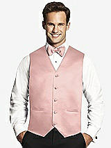 Front View Thumbnail - Rose - PANTONE Rose Quartz Matte Satin Tuxedo Vests by After Six