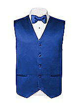 Rear View Thumbnail - Sapphire Matte Satin Tuxedo Vests by After Six