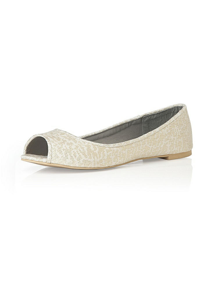 Back View - Ivory Gold Park Avenue Brocade Open-Toe Wedding Flats