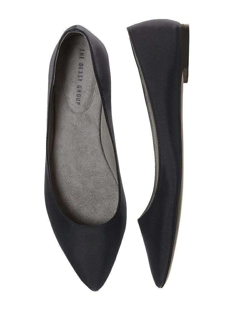 Front View - Black Chelsea Satin Ballet Wedding Flats