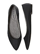 Front View Thumbnail - Black Chelsea Satin Ballet Wedding Flats