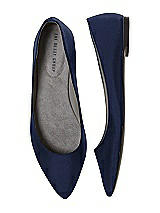 Front View Thumbnail - Midnight Navy Chelsea Satin Ballet Wedding Flats