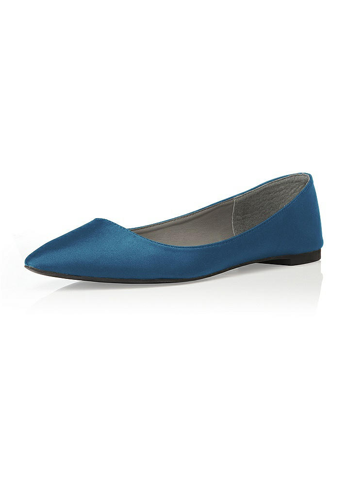 Back View - Ocean Blue Chelsea Satin Ballet Wedding Flats