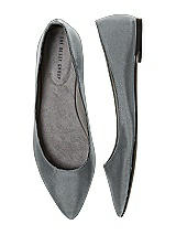 Front View Thumbnail - Pewter Chelsea Satin Ballet Wedding Flats