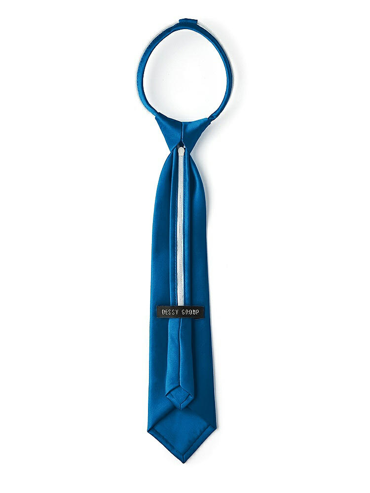 Back View - Cerulean Matte Satin Boy's 14" Zip Necktie by After Six