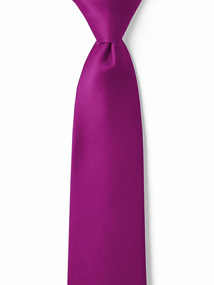 Front View - Persian Plum Matte Satin Boy's 14" Zip Necktie by After Six