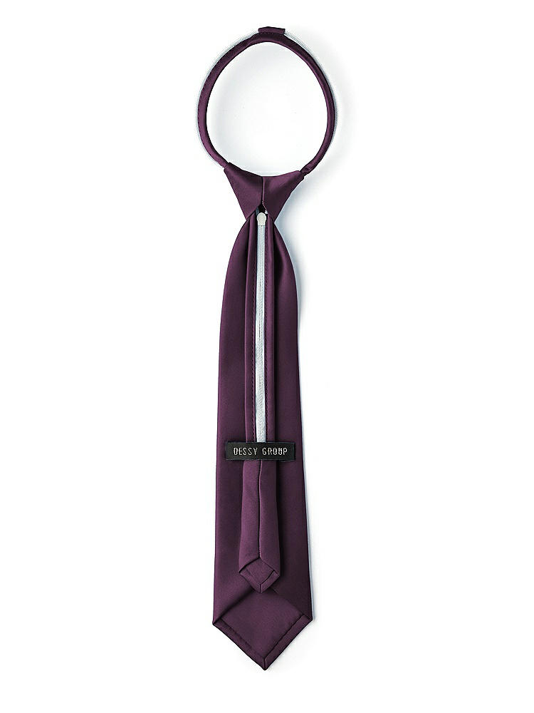 Back View - Aubergine Matte Satin Boy's 14" Zip Necktie by After Six