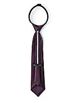 Rear View Thumbnail - Aubergine Matte Satin Boy's 14" Zip Necktie by After Six