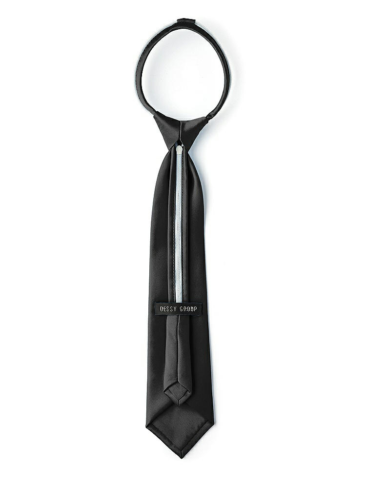 Back View - Black Matte Satin Boy's 14" Zip Necktie by After Six