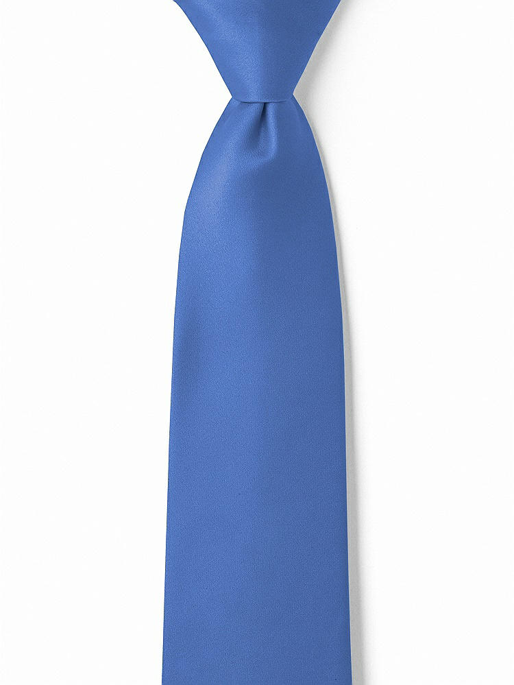 Front View - Cornflower Matte Satin Boy's 14" Zip Necktie by After Six