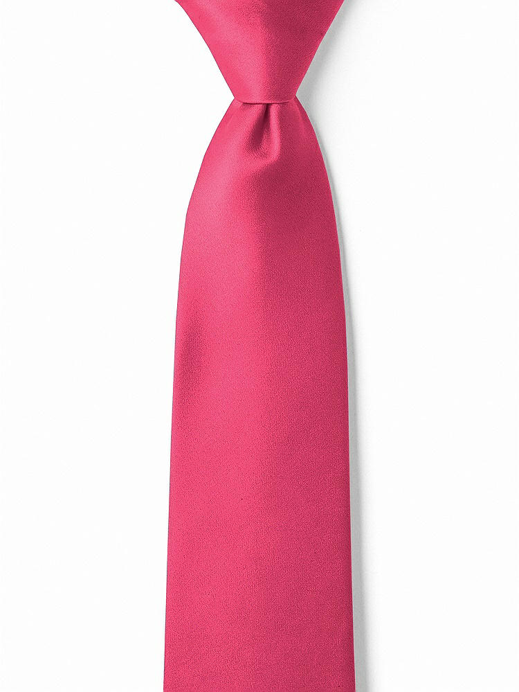 Front View - Pantone Honeysuckle Matte Satin Boy's 14" Zip Necktie by After Six