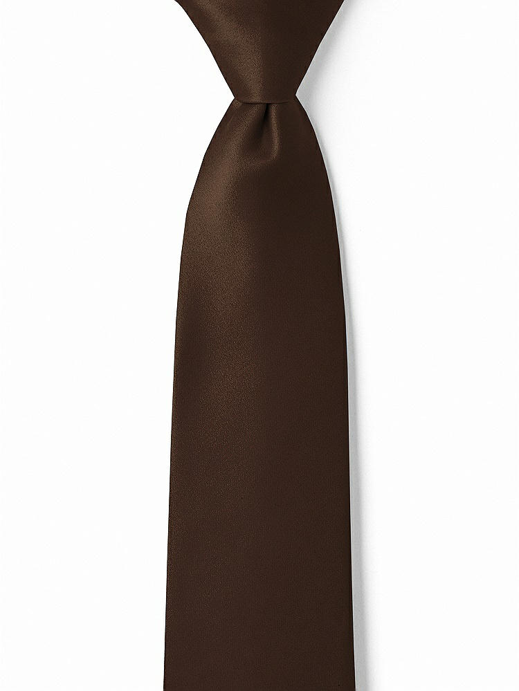 Front View - Espresso Matte Satin Boy's 14" Zip Necktie by After Six