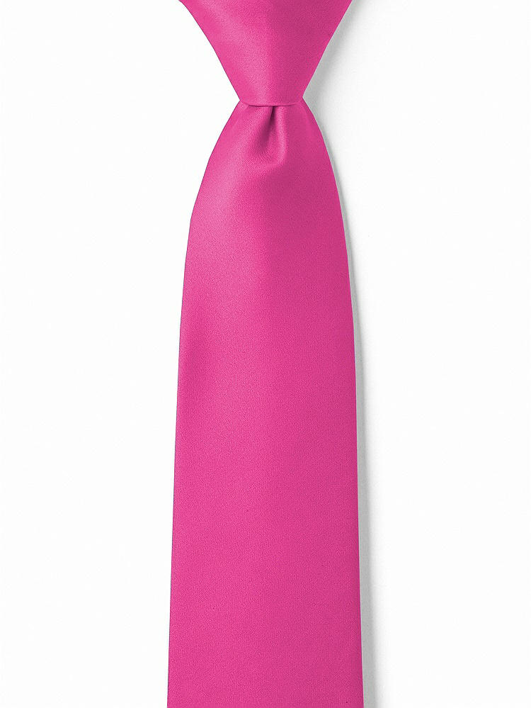 Front View - Fuchsia Matte Satin Boy's 14" Zip Necktie by After Six