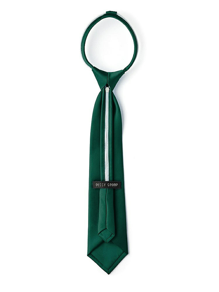 Back View - Hunter Green Matte Satin Boy's 14" Zip Necktie by After Six