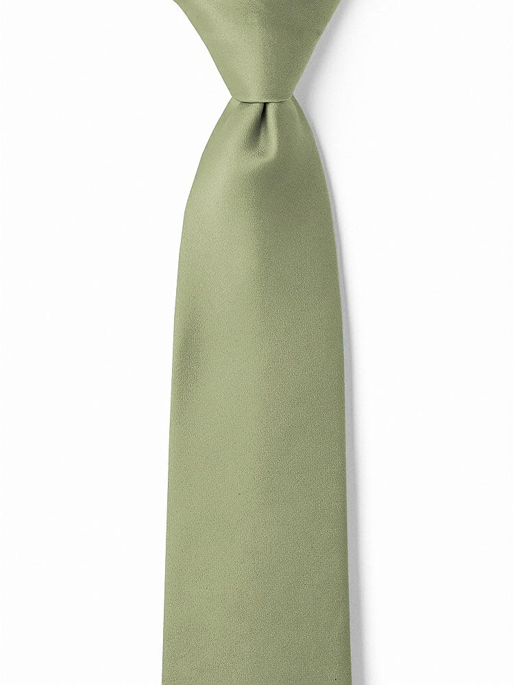 Front View - Kiwi Matte Satin Boy's 14" Zip Necktie by After Six