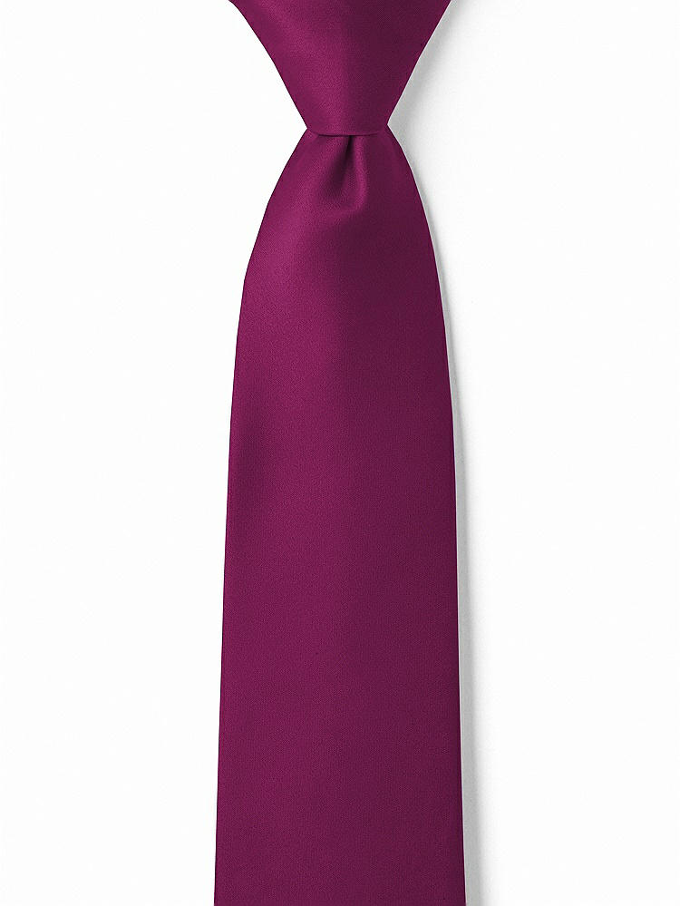 Front View - Merlot Matte Satin Boy's 14" Zip Necktie by After Six