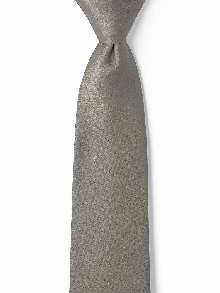 Front View - Mocha Matte Satin Boy's 14" Zip Necktie by After Six