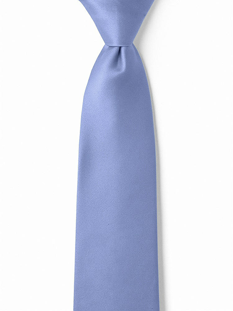 Front View - Periwinkle - PANTONE Serenity Matte Satin Boy's 14" Zip Necktie by After Six