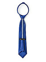 Rear View Thumbnail - Sapphire Matte Satin Boy's 14" Zip Necktie by After Six