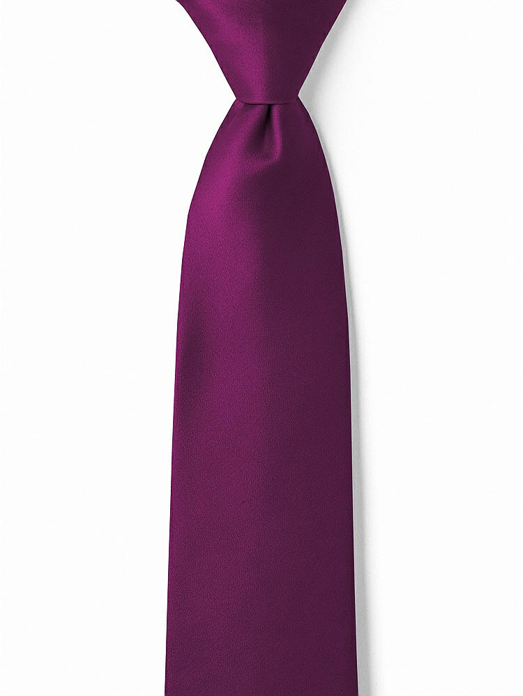 Front View - Wild Berry Matte Satin Boy's 14" Zip Necktie by After Six