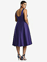 Rear View Thumbnail - Grape Bateau Neck Satin High Low Cocktail Dress