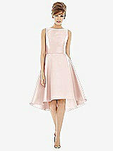 Alt View 1 Thumbnail - Blush Bateau Neck Satin High Low Cocktail Dress