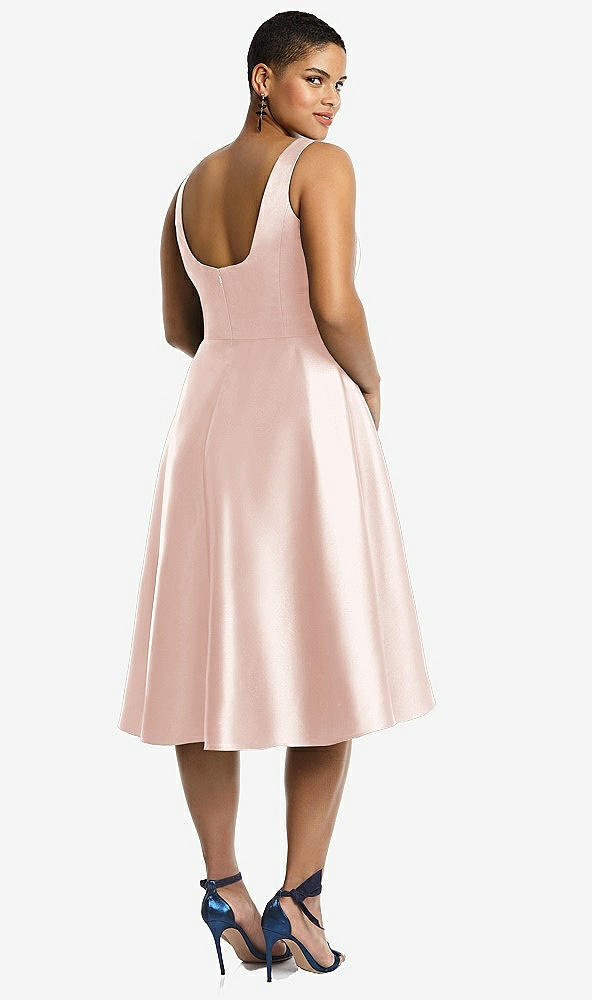 Back View - Blush Bateau Neck Satin High Low Cocktail Dress